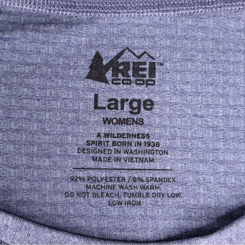 REI Co-Op Lightweight Base Layer Crew Top sz L * Purple Long Sleeve Shirt Hiking - Picture 6 of 7